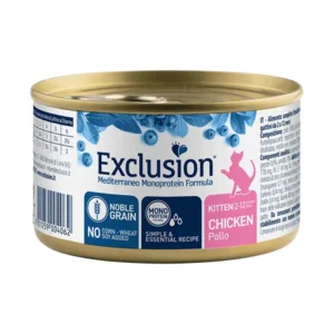 Exclusion Mediterraneo Mono Protein Kitten Chicken konservai kačiukams su vištiena 85g 12/24 vnt