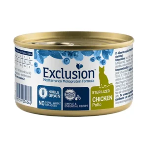 Exclusion Mediterraneo Mono Protein Sterilized Chicken konservai sterilizuotoms katėms su vištiena 85g 12/24 vnt